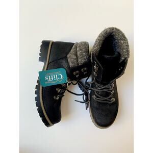 NWT Cliff's by White Mountain Comfort Your Sole Black Lace Up Boots Women's 8.5